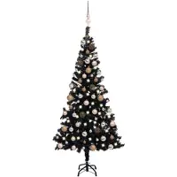 Syfax Künstlicher Weihnachtsbaum Beleuchtung & Kugeln Schwarz 120 cm