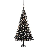 Syfax Künstlicher Weihnachtsbaum Beleuchtung & Kugeln Schwarz 150 cm