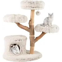 Northix Katzenbaum mit Massivholzstamm und Plüschplattformen, 102 cm