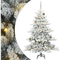 Syfax Künstlicher klappbarer Weihnachtsbaum Weiß 150 cm PVC und Stahl
