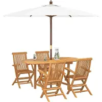 vidaXL Garten Essgruppe 5 stk. Braun Massivholz Teak