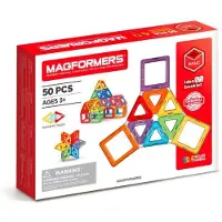 Magformers Konstruktionsspielzeug 50-teilig, magnetische Bausteine mit Dreiecken und Quadraten
