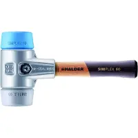 HALDER SIMPLEX Schonhammer Ø 60 mm TPE-soft blau / TPE-mid grau kurzer Stiel mit Aluminiumgehäuse