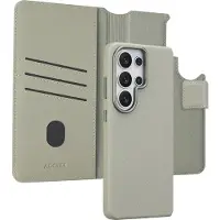 Accezz Samsung Galaxy S26 Ultra Hülle - Echtes Leder - - 2 in 1 Case/Klapphülle - Hellgrau