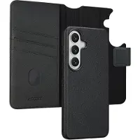 Accezz Samsung Galaxy S26 Hülle - Echtes Leder - - 2 in 1 Case/Klapphülle - Schwarz