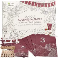 OwnGrown Kräuter, Obst & Gemüse Adventskalender Set zum Aufhängen - 24 Sorten Premium Saatgut