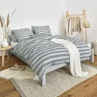 Irisette Mako-Satin Bettwäsche Wave 8559 200x200 cm + 2x 80x80 cm | blau - blau
