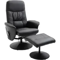 OKWISH Massagesessel Relaxsessel mit Hocker Stauraum 105x76x81 cm 145° verstellbar 360° drehbar 10 Massagepunkte Kunstleder Schwarz