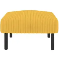 OKWISH Fußhocker Cordstoff Gelb mit Metallgestell, weich gepolstert, vielseitig nutzbar, 56x51x39 cm