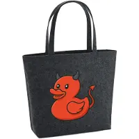 Hellweg Druckerei Huuraa Filzshopper Quietscheente Teufel Gummiente Luzifer 22 Liter Charcoal Melange Filztasche Geschenkidee