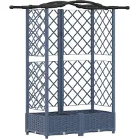 vidaXL Hochbeet mit Rankgitter und Dach Grau 124 x 40 x 123 cm PP