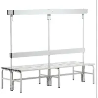 Sypro Umkleidebank, Stahlrohr/Alu, doppelt mit Garderobenteil, 1500 mm breit, anthrazit