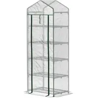 Furnicato Mini Gewächshaus Blumen Gemüse 69x49x193 Cm Weiß Stahl Kunststoff