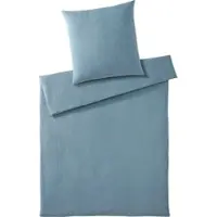 Elegante Musselin Bettwäsche Smooth 200x220 cm + 2x 80x80 cm | rauchblau - blau