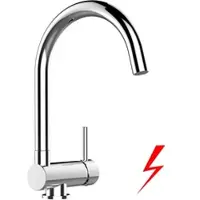 VIZIO Niederdruck Wasserhahn Vorfenster Küchenarmatur Umklappbar 6 CM mit 360° Schwenkbarem U Auslauf Verchromt