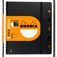 Rhodia 6x Exabook A5+ Rhodiactive, Spiralbuch, 80 Blatt kariert mit Rand/Rahmen und Kopfleiste 90g - Schwarz 132572C