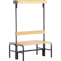 Sypro Umkleidebank, Stahlrohr/Holz, doppelt, mit Garderobenteil, 1015 mm breit, anthrazit