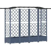 vidaXL Hochbeet mit Rankgitter und Dach Grau 203,5 x 40 x 123 cm PP