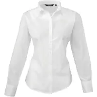 Premier Workwear Damen Popeline Bluse langarm PR300 white 50 (4XL/22)