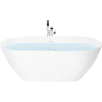 Beliani Badewanne Weiß Acryl Oval Freistehend 170 x 75 cm mit Überlauf Ablaufgarnitur ohne Armatur s Modernes Design für 1 Person