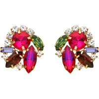 Luxenter lila Kristall-Ohrringe aus 18k Gelbgold - Mutaj