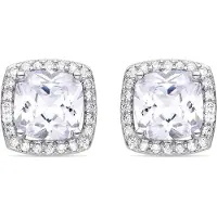 Luxenter Rhodium plattierte Brillant Zirkonia Ohrringe - Derlim