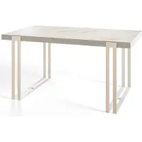 Alpi Möbel Rechteckiger Esstisch Rosa, Moderner Wohnzimmertisch 140x80x77 cm, Marmur mit Metallbeinen in Weiß