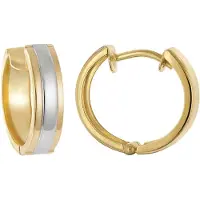 Trendor 21752 Damen-Ohrringe Klapp-Creolen 333 Gold (8 Kt.) Bicolor ⌀ 15 mm