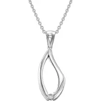 Trendor 21785 Damen-Halskette Silber 925 Kette mit Zirkonia Anhänger