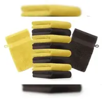 Betz 10 Stück Waschhandschuhe PREMIUM 100% Baumwolle Waschlappen Set 16x21 cm Farbe gelb und dunkelbraun