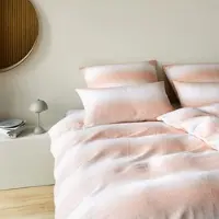Elegante Halbleinen Bettwäsche Layer pfirsich 160x210 cm + 65x100 cm - orange;beige
