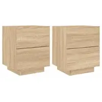 Décoshop26 - Set aus 2 Nachttischen mit Schubladen aus Holzwerkstoff in Eichenoptik DEC032851