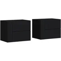 Décoshop26 - Set aus 2 wandmontierten Nachttischen mit Schubladen 45 x 30 x 35 cm schwarzes Holzwerkstoff DEC036099