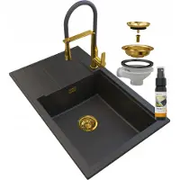 Granitan | Granitspüle LOUIS GOLDEN - Schwarz mit Goldpartikeln - Minimalistisch & Hochwertig