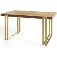 Alpi Möbel Rechteckiger Esstisch Ausziehbar Rosa, Moderner Wohnzimmertisch 140-240x80x77 cm, Craft mit Metallbeinen in Gold