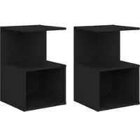Décoshop26 - Set aus 2 Nachttischen mit Ablage und Fach 35 x 35 x 55 cm schwarzes Holzwerkstoff DEC035476