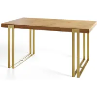 Alpi Möbel Rechteckiger Esstisch Ausziehbar Rosa, Moderner Wohnzimmertisch 120-220x80x77 cm, Lancelot mit Metallbeinen in Gold