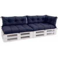 VBChome Palettenkissen 120x80 120x40 70x40 cm für Europaletten Möbel Palettenauflage Garten 12 Farben mit Schaumstoffflocken Füllung Marine 5-TLG Set