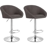CLP 2er Set Barhocker Miami V2 Stoff drehbar mit Höhenverstellung dunkelgrau Gestell Farbe chrom