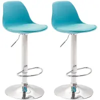 CLP 2er Set Barhocker Kiel Kunststoff höhenverstellbar und 360 Grad drehbar blau Gestell Farbe chrom