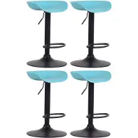 CLP 4er Set Barhocker Anaheim Kunststoff Trompetenfuß mit Fußstütze blau Gestell Farbe schwarz