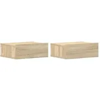 Décoshop26 - Set aus 2 wandmontierten Nachttischen mit Schublade 40 x 30 x 15 cm Holzwerkstoff Eichenfarbe DEC035994
