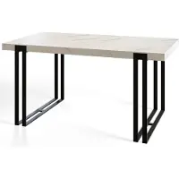 Alpi Möbel Rechteckiger Esstisch Rosa, Moderner Wohnzimmertisch 140x80x77 cm, Marmur mit Metallbeinen in Schwarz