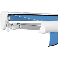 Soluna Halbkassettenmarkise Classic 5x2 Dessin S2828 Gestell E6EV1 silber eloxiert Antrieb links inkl. Kurbel