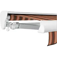 Soluna Halbkassettenmarkise Classic 6x3 Dessin S3013 Gestell E6EV1 silber eloxiert Antrieb links inkl. Kurbel