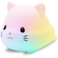 Vulpes goods Nachtlicht für Kinder mit Touch-Bedienung und 8 Farben, Silikon-LED-Nachtlicht für das Kinderzimmer, USB-aufladbar, Dimmbar, Timer-Funktion, Katze