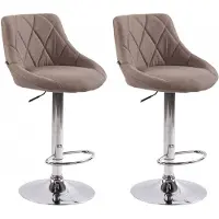 CLP 2er Set Barhocker Lazio Stoff höhenverstellbar und 360 Grad drehbar taupe