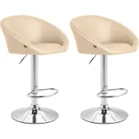 CLP 2er Set Barhocker Miami V2 Kunstleder drehbar und stufenlos verstellbar | Farbe creme