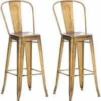 CLP 2er Set Barhocker Aiden aus Metall mit Fußstütze | Farbe gold