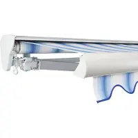 Soluna Halbkassettenmarkise Classic 6x3,5 Stoff Dessin 320234 Gestell E6EV1 silber eloxiert Antrieb links inkl. Kurbel